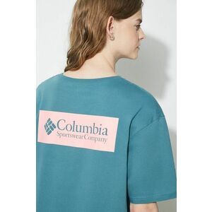 Columbia tricou din bumbac North Cascades bărbați, culoarea turcoaz, cu imprimeu 1834041 imagine