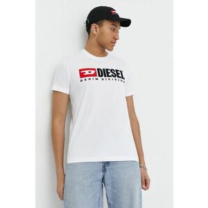 Diesel tricou din bumbac barbati, culoarea alb, cu imprimeu imagine