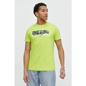 Diesel tricou din bumbac barbati, culoarea verde, cu imprimeu imagine