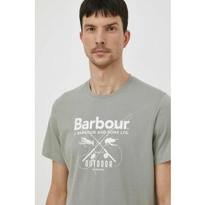 Barbour tricou din bumbac barbati, culoarea verde, cu imprimeu imagine