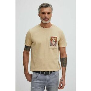 Medicine tricou din bumbac barbati, culoarea bej, cu imprimeu imagine