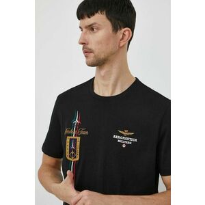 Aeronautica Militare tricou din bumbac barbati, culoarea negru, cu imprimeu imagine