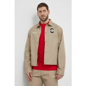 Champion jachetă de cămașă din bumbac culoarea bej, de tranzitie, 219859 imagine