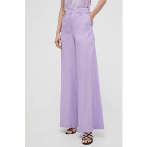 Silvian Heach pantaloni femei, culoarea violet, lat, high waist imagine