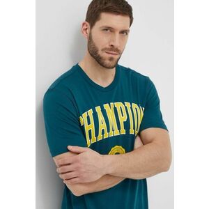 Champion tricou din bumbac barbati, culoarea verde, cu imprimeu, 219852 imagine