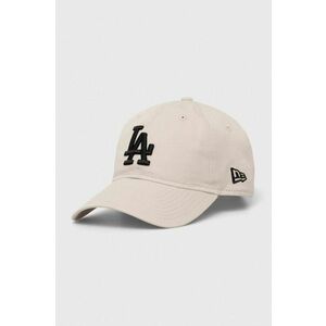 New Era șapcă de baseball din bumbac culoarea bej, cu imprimeu, LOS ANGELES DODGERS imagine