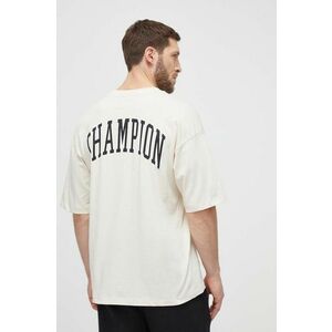 Champion tricou din bumbac barbati, culoarea bej, cu imprimeu, 219855 imagine