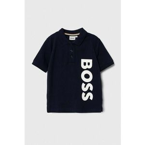 Boss tricouri polo din bumbac pentru copii culoarea albastru marin, cu imprimeu imagine