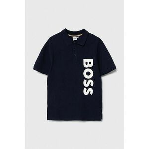 BOSS tricouri polo din bumbac pentru copii culoarea albastru marin, cu imprimeu imagine