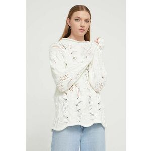 Desigual pulover de bumbac culoarea alb, cu turtleneck imagine