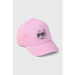 Karl Lagerfeld șapcă din bumbac pentru copii culoarea roz, cu imprimeu imagine