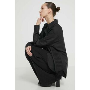 Desigual camasa din amestec de in culoarea negru, cu guler clasic, relaxed imagine