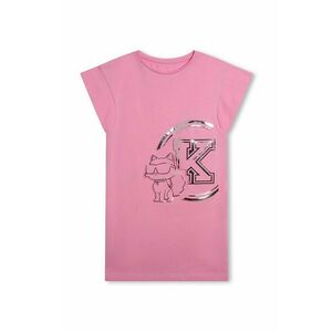 Karl Lagerfeld rochie din bumbac pentru copii culoarea roz, mini, drept imagine