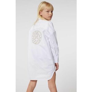 Karl Lagerfeld rochie din bumbac pentru copii culoarea alb, mini, drept imagine