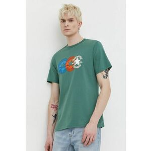 Converse tricou din bumbac barbati, culoarea verde, cu imprimeu imagine