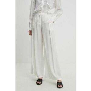 Answear Lab pantaloni femei, culoarea alb, drept, high waist imagine