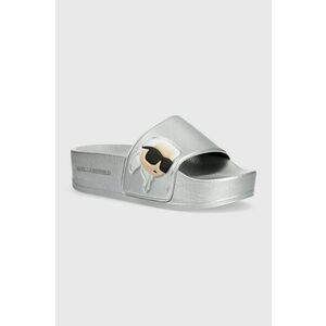 Karl Lagerfeld papuci KONDO MAXI femei, culoarea argintiu, cu platforma, KL80805N imagine