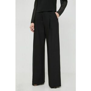 Karl Lagerfeld pantaloni femei, culoarea negru, lat, high waist imagine