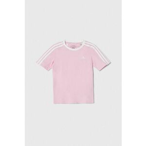 adidas tricou de bumbac pentru copii culoarea roz, neted imagine