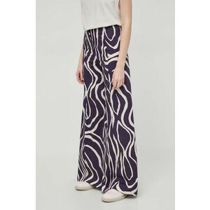 Liviana Conti pantaloni femei, culoarea violet, lat, high waist L4SU49 imagine