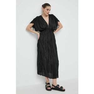 Liviana Conti rochie de mătase culoarea negru, maxi, evazați L4SS18 imagine