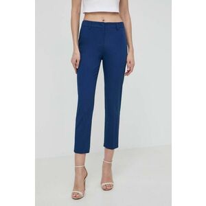 Weekend Max Mara pantaloni femei, culoarea albastru marin, fason tigareta, high waist imagine