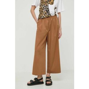 Weekend Max Mara pantaloni de bumbac culoarea maro, lat, high waist imagine