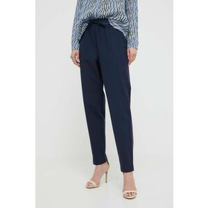 Marella pantaloni femei, culoarea albastru marin, drept, high waist imagine