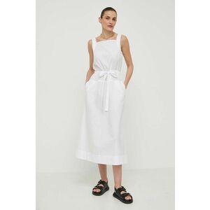 Max Mara Leisure rochie din bumbac culoarea alb, midi, evazati imagine