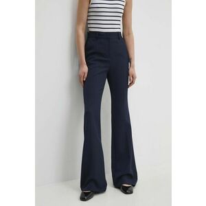 Answear Lab pantaloni femei, culoarea albastru marin, evazati, high waist imagine