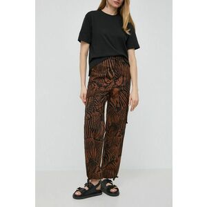 Weekend Max Mara pantaloni de bumbac culoarea maro, drept, high waist 2415130000000 imagine