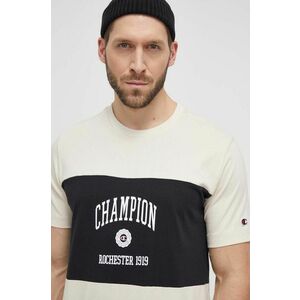 Champion tricou din bumbac barbati, culoarea bej, cu imprimeu, 219853 imagine