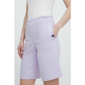 United Colors of Benetton pantaloni scurti femei, culoarea violet, neted, high waist imagine