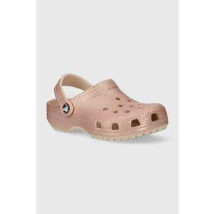 Crocs slapi copii CLASSIC GLITTER CLOG culoarea roz imagine