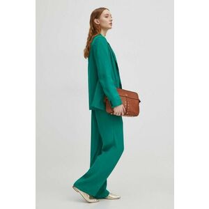 Medicine pantaloni femei, culoarea verde, lat, high waist imagine