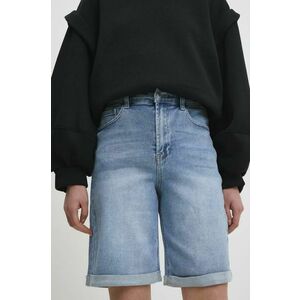Answear Lab pantaloni scurti jeans femei, neted, high waist imagine