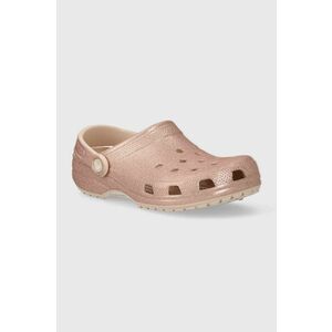 Crocs papuci Classic Glitter Clog femei, culoarea roz, 205942 imagine