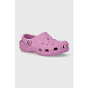 Crocs papuci Classic Geometric Clog femei, culoarea violet, 209563 imagine