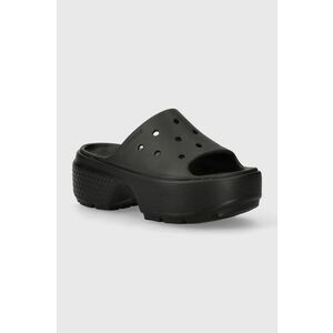 Crocs papuci Stomp Slide femei, culoarea negru, cu platforma, 209346 imagine