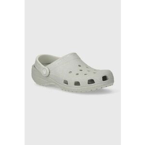 Crocs papuci Classic Glitter Clog femei, culoarea argintiu, 205942 imagine