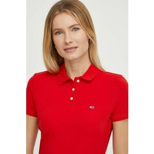 Tommy Jeans tricou polo femei, culoarea roșu DW0DW17220 imagine