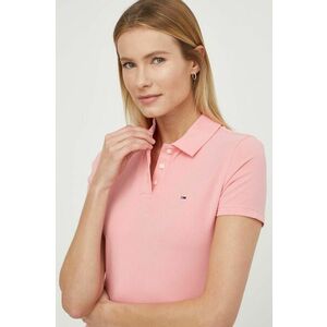 Tommy Jeans tricou polo femei, culoarea roz DW0DW17220 imagine