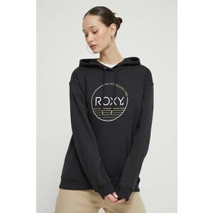 Roxy bluza femei, culoarea negru, cu glugă, cu imprimeu, ERJFT04815 imagine