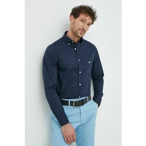 Gant camasa din bumbac barbati, culoarea albastru marin, cu guler button-down, regular imagine