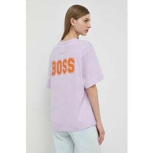 BOSS Orange tricou din bumbac femei, culoarea violet 50520478 imagine