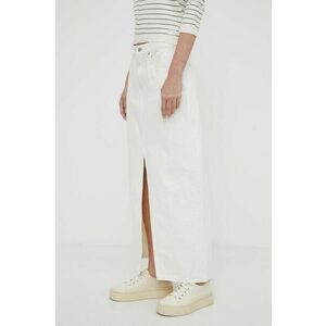 Levi's fusta jeans culoarea alb, maxi, drept imagine