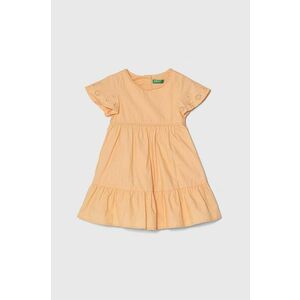 United Colors of Benetton rochie din bumbac pentru copii culoarea portocaliu, midi, evazati imagine