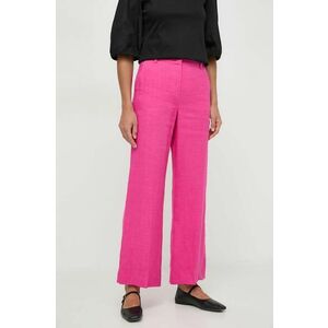Weekend Max Mara pantaloni din in culoarea roz, lat, high waist imagine
