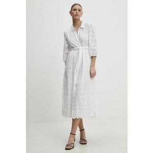 Answear Lab rochie din bumbac culoarea alb, maxi, evazati imagine