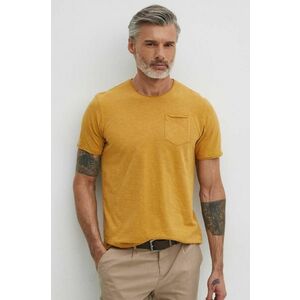 Medicine tricou din bumbac barbati, culoarea galben, neted imagine